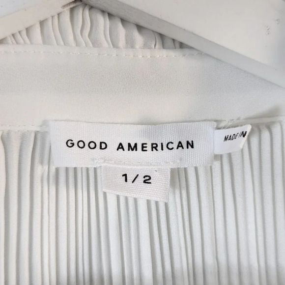 NWT Good American Always Fits Plissé Shirt Size 1/2 - Picture 7 of 10